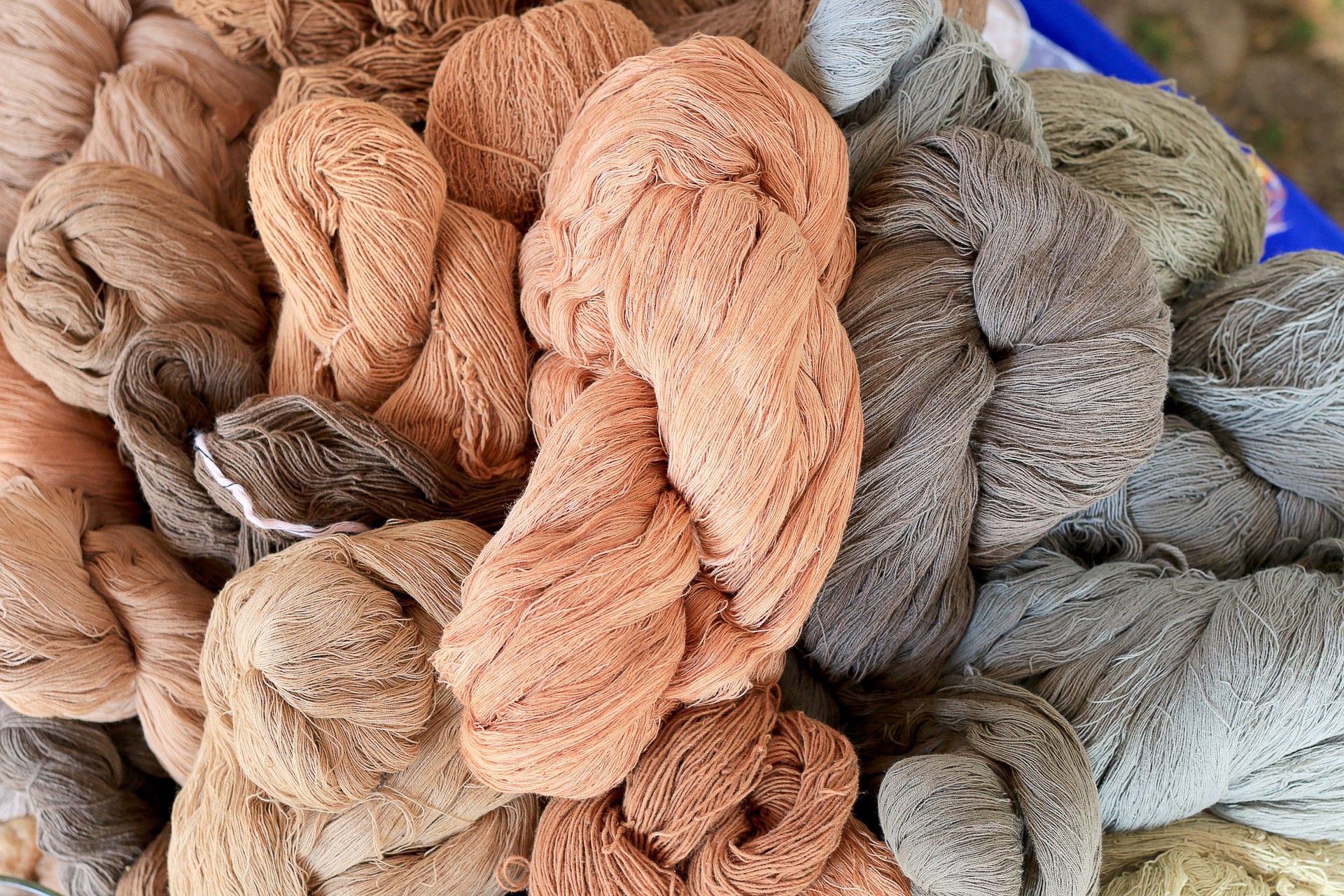 Colorful Thai Silk fabric thread from natural color material for woven silk handicraft thai style in The North of Thailand.
